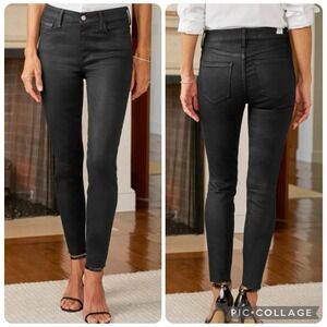 Frank & Eileen SLIGO Skinny Jean Black Italian Waxed Denim 28 Raw Hem Boho